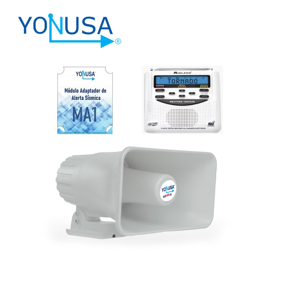 KIT ALERTA SISMICA YONUSA. CONTIENE EL AUDIO OFICIAL DE ALERTA SISMICA MEXICANO PARA EMISION DE ALERTAS TEMPRANAS. RESPALDO DE BATERIA, 120 DB DE SALIDA SONORA. COMPATIBLE CON CUALQUIER RADIO METEOROLOGICO, WIFI SISMICO YONUSA Y MULTIPUNTO YONUSA. - Miniatura 2