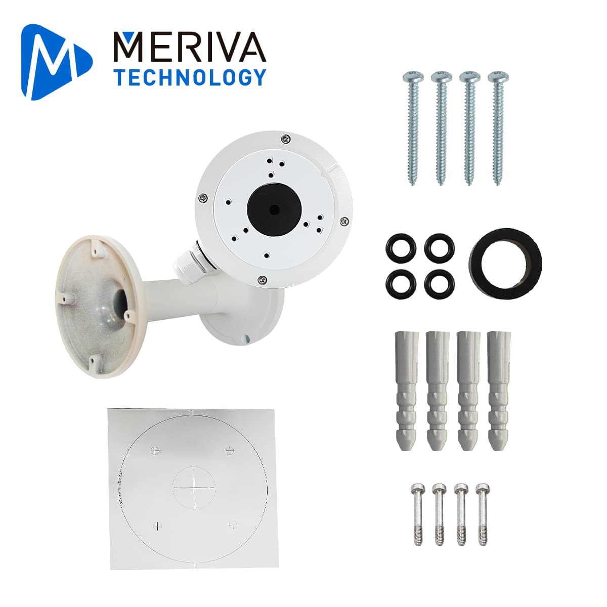 KIT DE MONTAJE PARA CÁMARAS DOMO Y BULLET MERIVA TECHNOLOGY BASE DE CONEXIONES MVA-JB0301 x1 + BRAZO DE MONTAJE PARA PARED O TECHO 19CM ALUMINIO - Miniatura 7