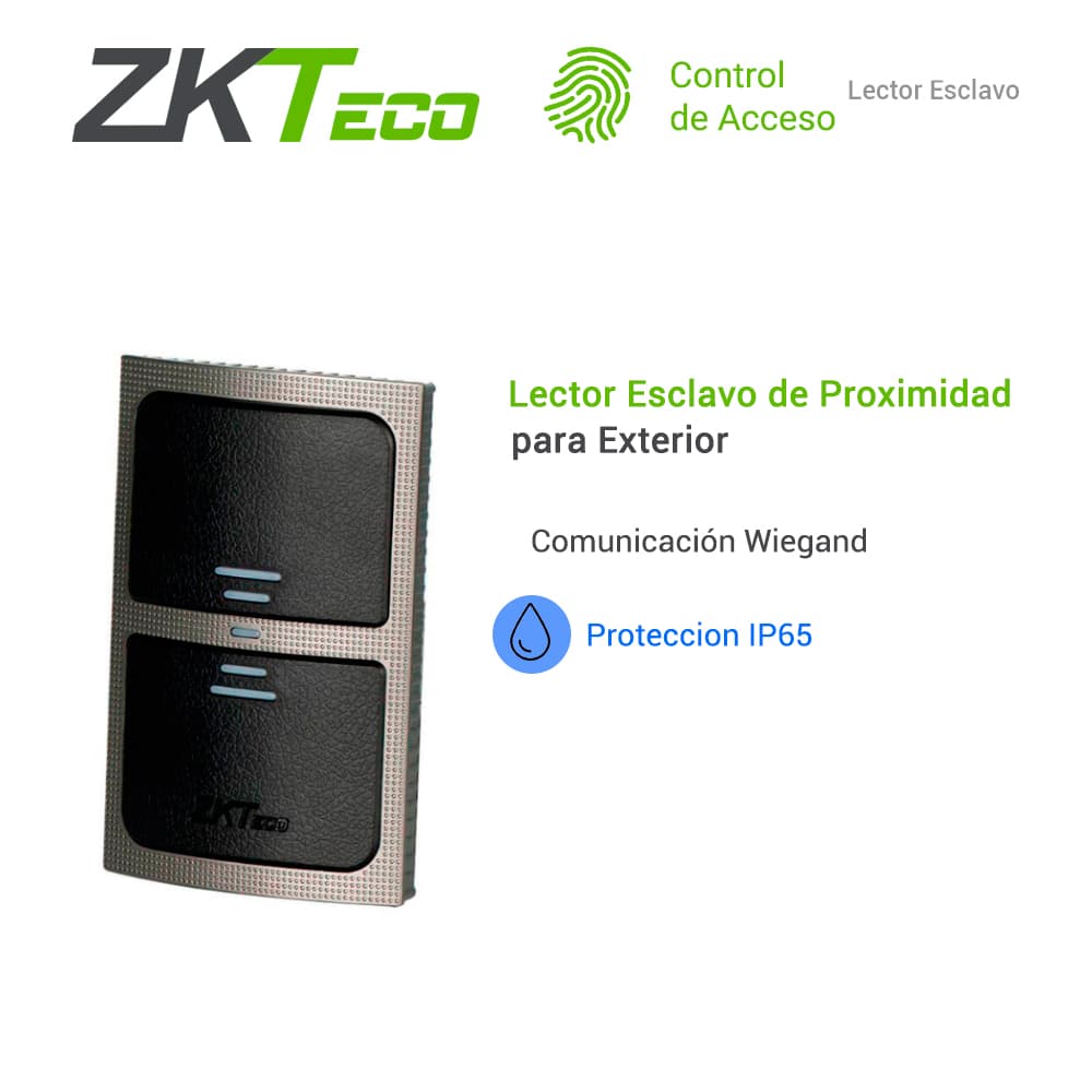 LECTOR PROXIMIDAD ZKTECO KR503E LECTOR ESCLAVO NECESITA CONECTARSE A UN PANEL COMPATIBLE CON PANELES C3 O INBIO O INBIOPRO LEE TARJETAS 125KHZ CONEXION WG - Miniatura 3