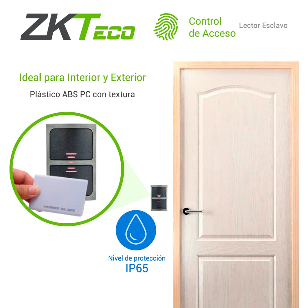 LECTOR PROXIMIDAD ZKTECO KR503E LECTOR ESCLAVO NECESITA CONECTARSE A UN PANEL COMPATIBLE CON PANELES C3 O INBIO O INBIOPRO LEE TARJETAS 125KHZ CONEXION WG - Miniatura 5