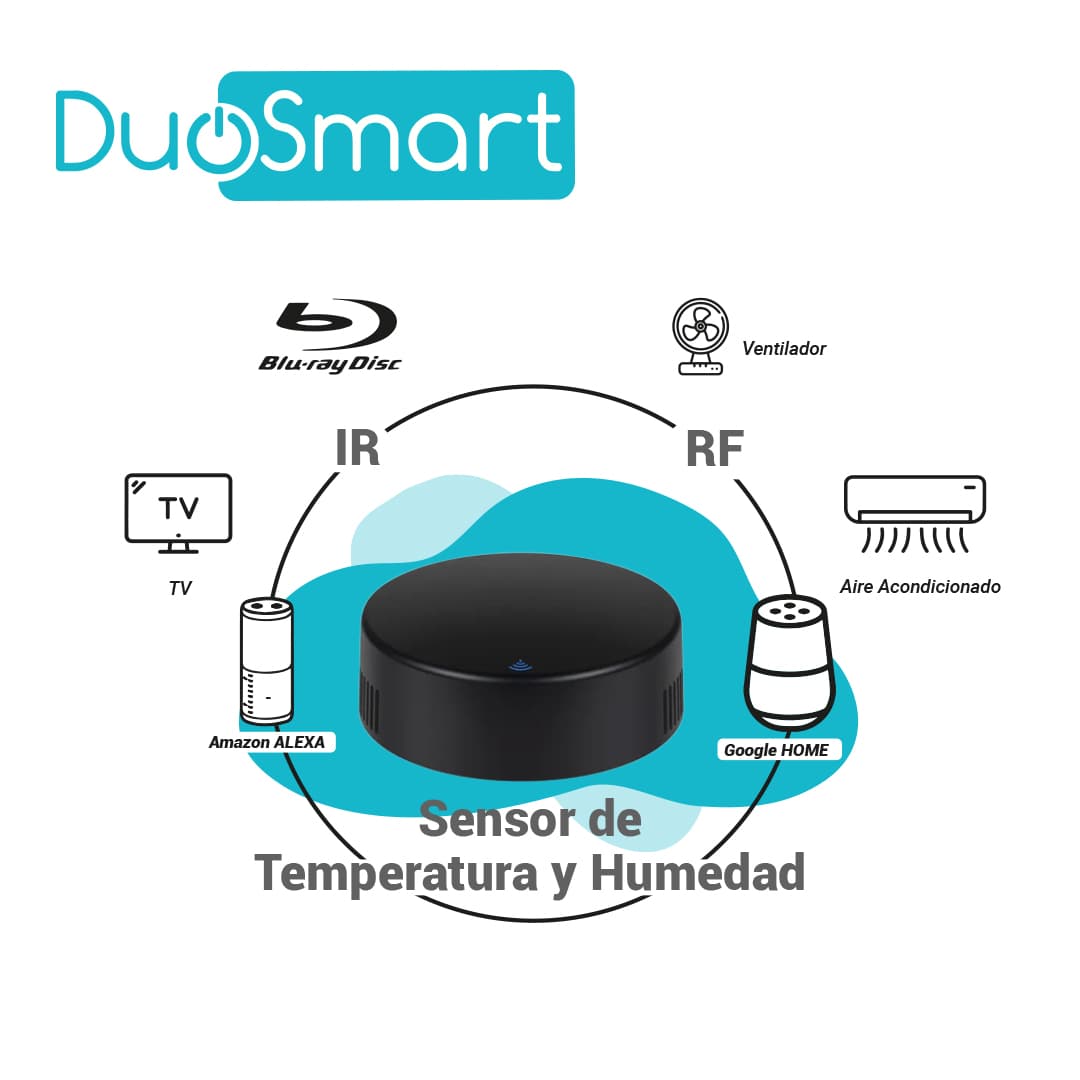 MODULO IR + SENSOR DE TEMPERATURA Y HUMEDAD WIFI 2.4GHZ DUOSMART L30 CONTROLA EQUIPOS QUE USEN CONTROL REMOTO INFRARROJO CON MONITOREO DE TEMPERATURA Y HUMEDAD AMBIENTAL COMPATIBLE CON APP DUOSMART

 - Miniatura 5