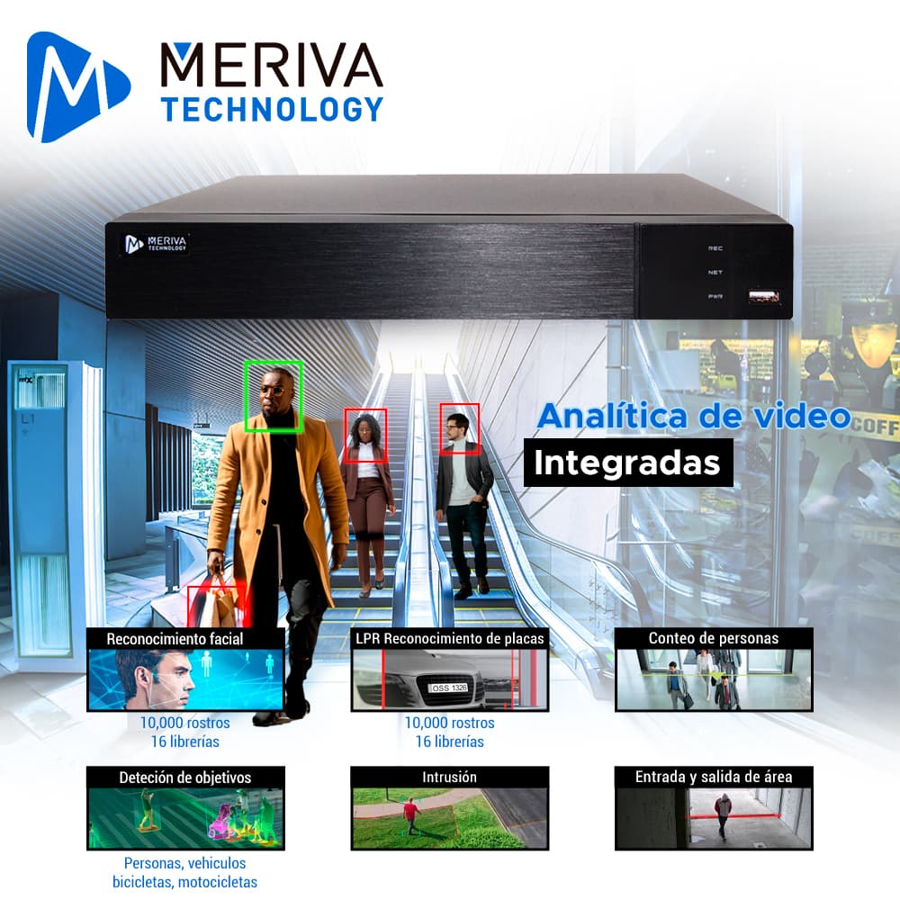 NVR FACE RECOGNITION/VIDEO INTELLIGENT/H.265 8CH POE 8MP 2DD/HDMI 4K + VGA/ONVIF/ MERIVA TECHNOLOGY MAIN-0808/P2P CLOUD N9000 - Miniatura 5