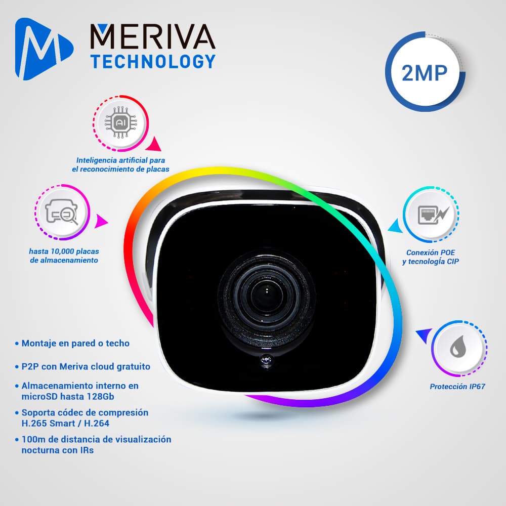 CAMARA IP BULLET LPR MERIVA TECHNOLOGY MAPR-200 / 2MP / H.265+ / LENTE MOTORIZADO 7 - 22MM / 70 - 100M IR / IP67 / METALICA / 12 VCD / POE / SOPORTA MICRO SD HASTA 256 GB (NO INCLUIDA) / 1 ENTRADA + 1 SALIDA DE AUDIO / 1 ENTRADA + 1 SALIDA DE ALARMA  - Miniatura 3