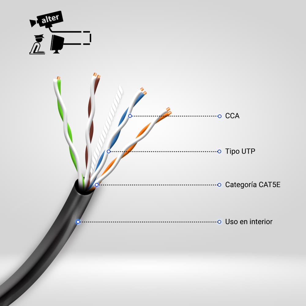 CABLE UTP CAT5E MAXICABLE NEGRO RECUBRIMIENTO DE COBRE CCA 305 MTS PARA APLICACIONES DE CCTV Y REDES DOMESTICAS, CUBIERTA PVC - Miniatura 3