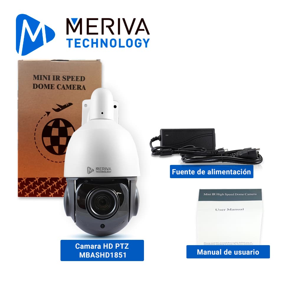 CAMARA HD PTZ MERIVA TECHNOLOGY MBASHD1851 / 5MP / 18X / AHD/TVI/CVI/SD / LENTE MOTORIZADO 5.35 - 96.3MM / 80 M IR / IP66 / METALICA / 12 VCD / COC / RS485 / NO COMPATIBLE CON XVR UNIARCH Y UNV - Miniatura 5