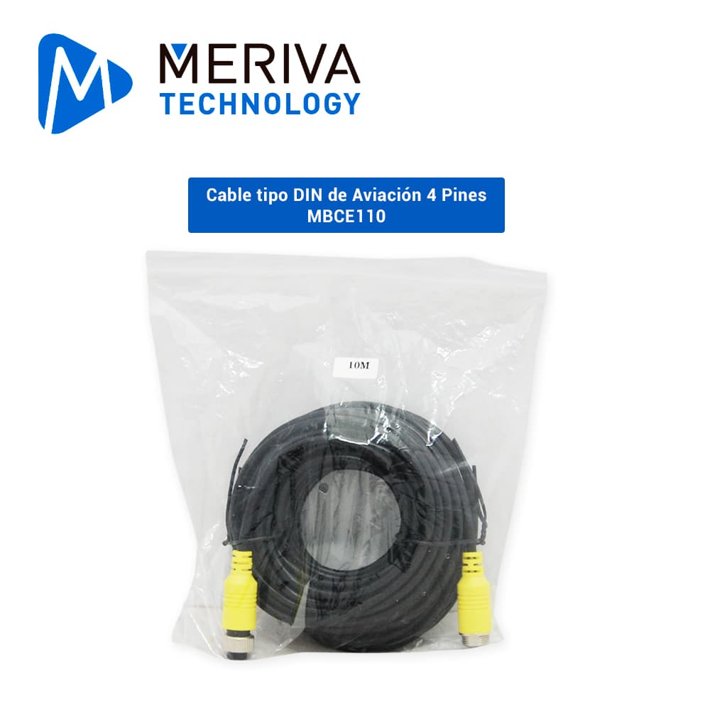 CABLE DIN DE AVIACION SERIE ECO MERIVA TECHNOLOGY MBCE110 / 4 PINES / 10 METROS / COMPATIBLE CON CAMARAS AHD - Miniatura 4