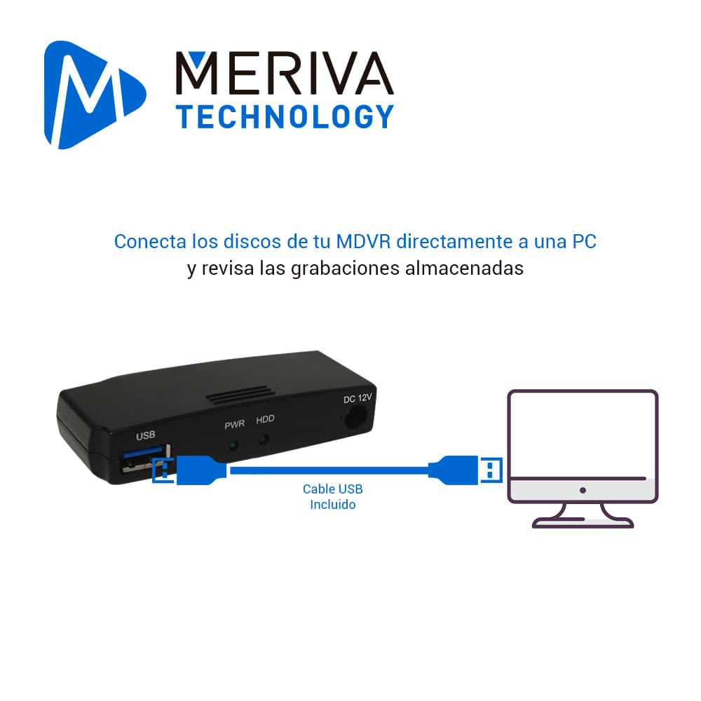 LECTOR DE DISCOS DUROS MERIVA TECHNOLOGY MHDD8000 INTERFAZ PARA DESCARGAR GRABACIONES DESDE UN DISCO DURO A UNA PC / 12VCD  - Miniatura 5