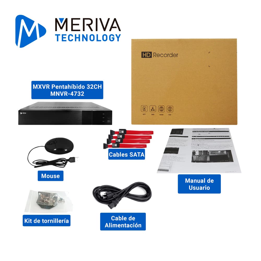 NVR MERIVA TECNOLOGY MNVR-4732 H265 SMART 32 CANALES IP HASTA 12MP/DECODIFICA/CENTRALIZA NVR-DVR-IPC/2 HDMI 4K + 1 VGA SIMULTANEAS/32 AUDIO IN IPC - 1 SALIDA DE AUDIO RCA / 16 IN + 4 OUT ALARMA/RS485/VIDEO ESTRUCTURADO (DETECCION DE PERSONA - VEHICUL - Miniatura 5