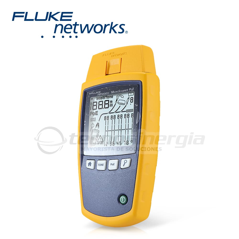 VERIFICADOR DE RED MICROSCANNER POE FLUKE NETWORKS MS-POE PARA COMPROBACION DE REDES DE VOZ, DATOS Y VIDEO DETECTA POE 802.3 AF, AT, BT Y UPOE CON PANTALLA LCD RETROILUMINADA - Miniatura 2