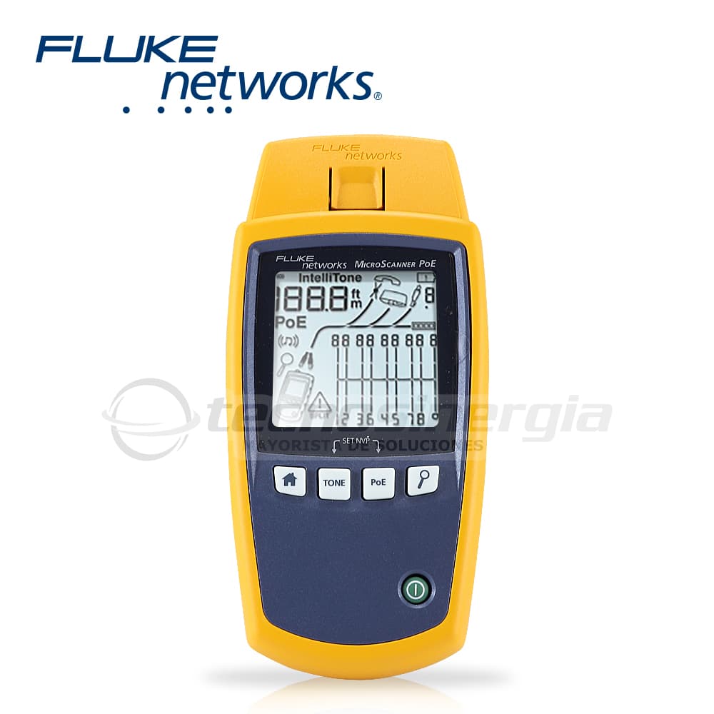 VERIFICADOR DE RED MICROSCANNER POE FLUKE NETWORKS MS-POE PARA COMPROBACION DE REDES DE VOZ, DATOS Y VIDEO DETECTA POE 802.3 AF, AT, BT Y UPOE CON PANTALLA LCD RETROILUMINADA - Miniatura 3