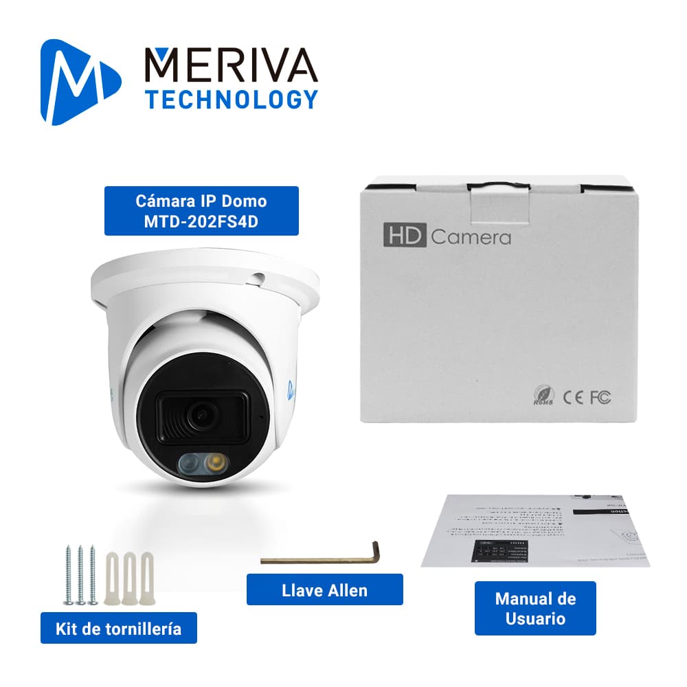 CAMARA IP TURRET MERIVA TECHNOLOGY MTD-202FS4D / 2MP / H.265+ / 2.8MM / ILUMINACION DUAL (20 - 30M IR / LUZ CALIDA) / IP67 / METALICA / 12 VCD / POE / SOPORTA MICRO SD HASTA 256 GB (NO INCLUIDA) / ENTRADA DE AUDIO / MICROFONO INTEGRADO / MIA 2.0 / ON - Miniatura 5