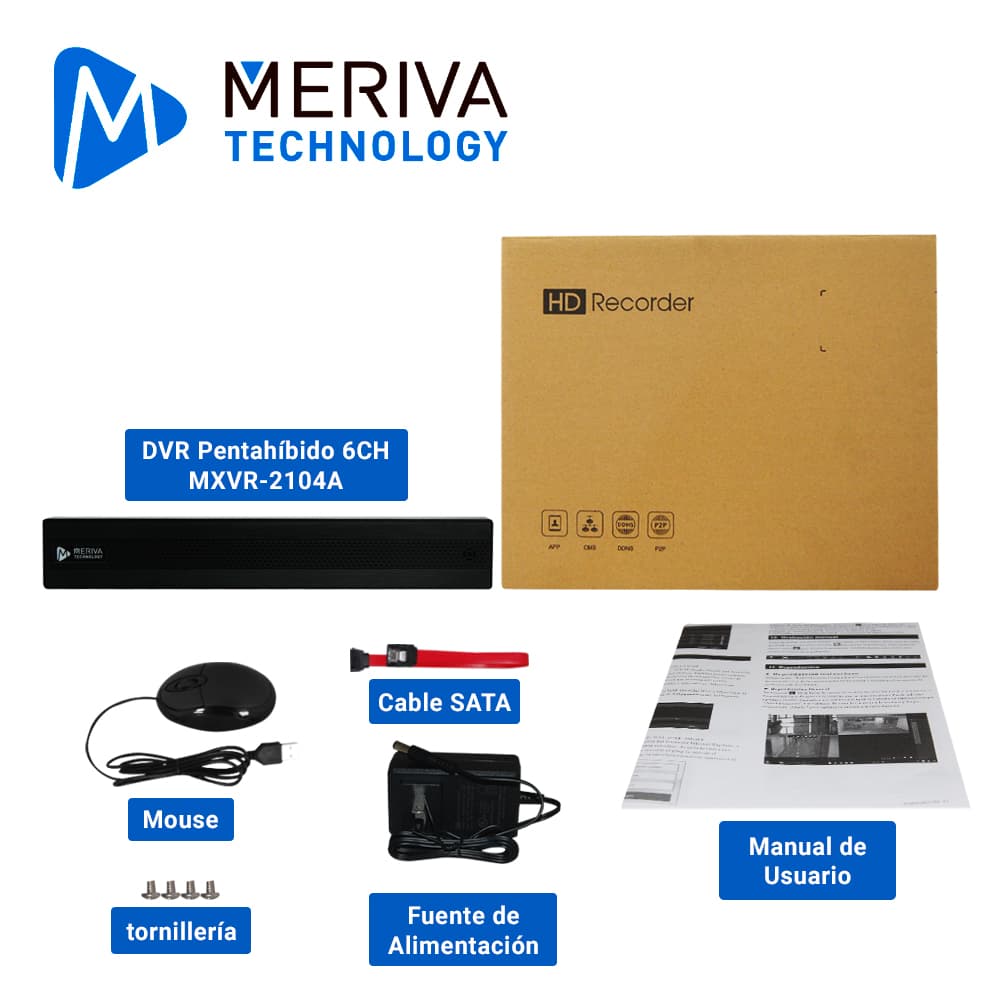 DVR MERIVA TECHNOLOGY MXVR-2104A HD H.265 6CH 2MP PENTA HIBRIDO 4CH BNC + 2CH IP / SALIDA HDMI (1080P) + 1 VGA SIMULTANEA / 1 SALIDA + 1 ENTRADA DE AUDIO RCA / COC / AOC / P2P-CLOUD / SO. N9000 / TECNOLOGIAS AHD / TVI / CVI / SD / IP / GRABACION 1080 - Miniatura 5