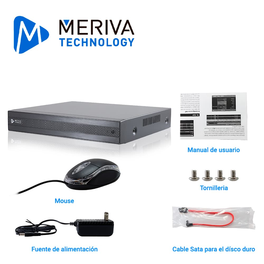 DVR MERIVA TECHNOLOGY MXVR-5108A HD H.265 12 CH 5MP PENTA HIBRIDO 8CH BNC / 4CH IP / SALIDA SALIDA HDMI (1080P) + 1 VGA + BNC SIMULTANEA / 1 SALIDA + 1 ENTRADA DE AUDIO RCA / COC / P2P-CLOUD / SO. N9000 / TECNOLOGIAS AHD / TVI / CVI / SD / IP GRABACI - Miniatura 4
