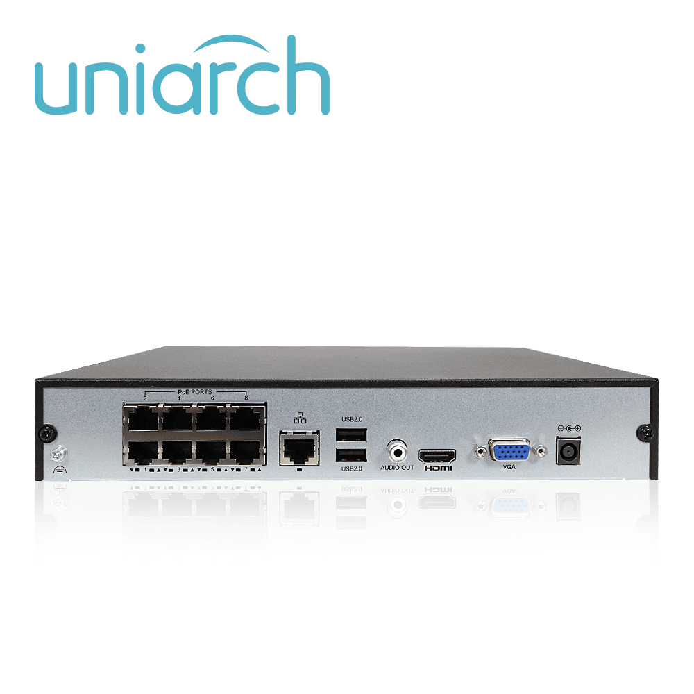 NVR UNIARCH NVR-108E2-P8 / 8 CANALES / 8 CANALES POE / CAPACIDAD 1 DISCO DURO DE 6 TB  / SALIDA HDMI / SALIDA VGA SIMULTANEAS / 50 MBPS / ULTRA265 / P2P (EZ CLOUD) - Miniatura 4