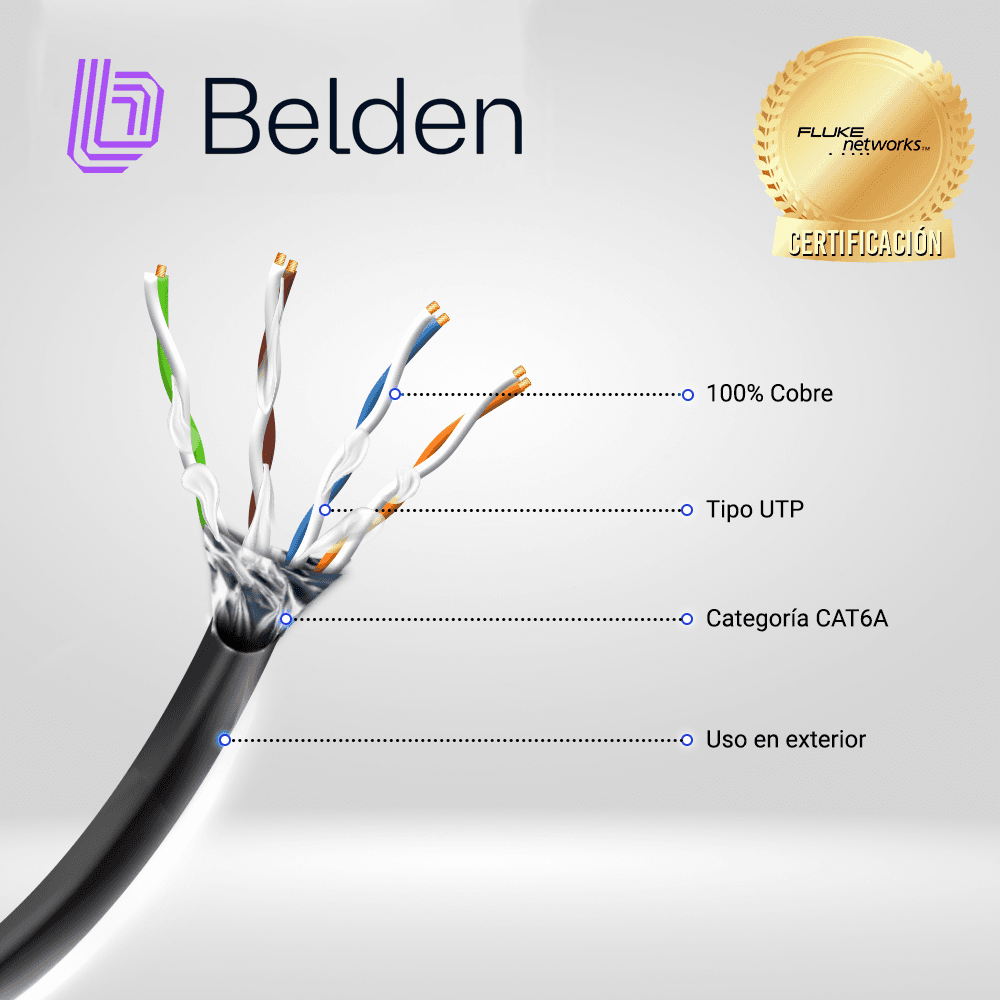 CABLE OSP UTP CAT6A BELDEN OSP6AU 0101000 / EXTERIOR / NEGRO / 500MHZ / 4 PARES / 23 AWG / FORRO POLIETILENO / BOBINA / 1,000 PIES 305 METROS - Miniatura 3