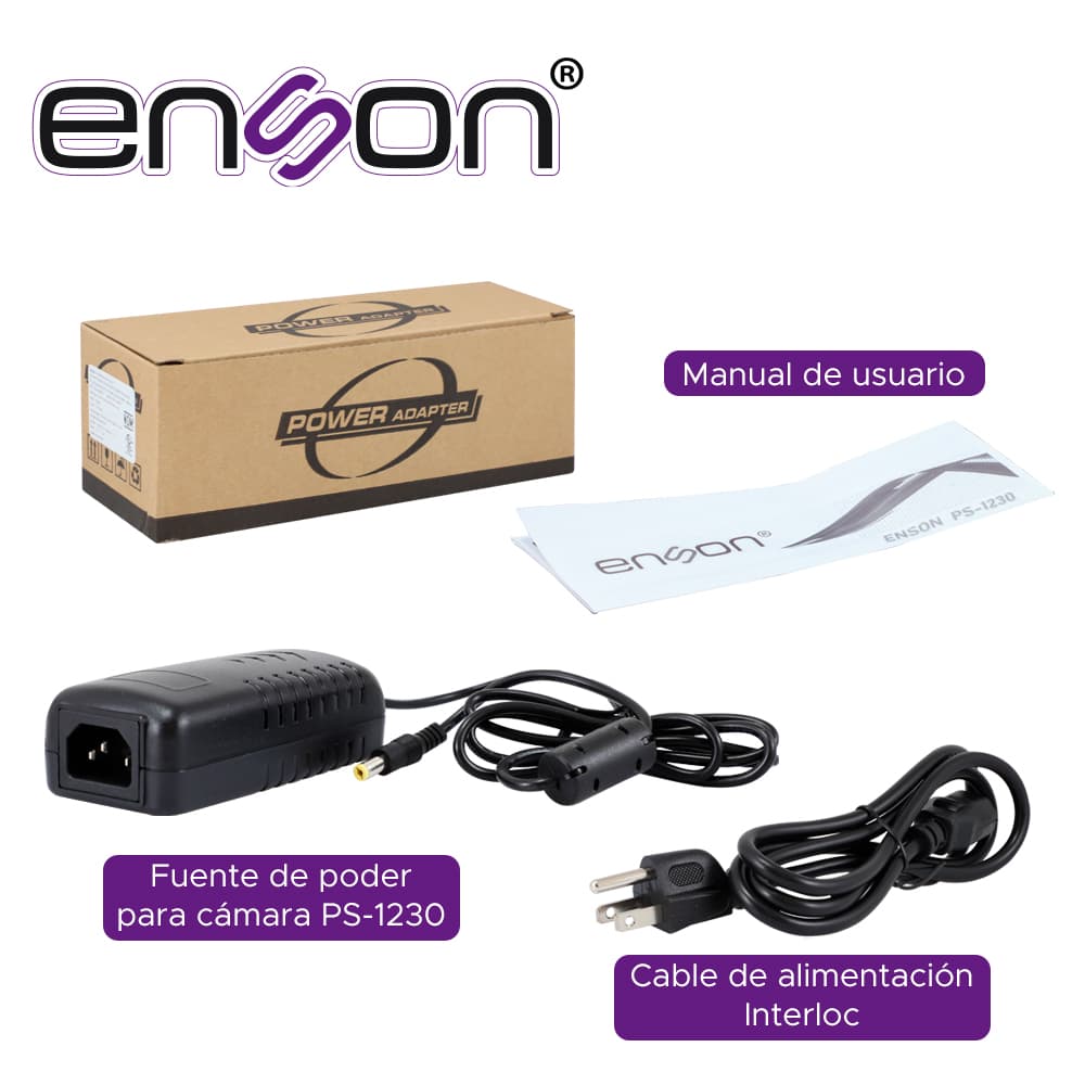 FUENTE DE PODER PARA CAMARA ENSON PS-1230 12V 3AMP CERTIFICACION UL - Miniatura 3