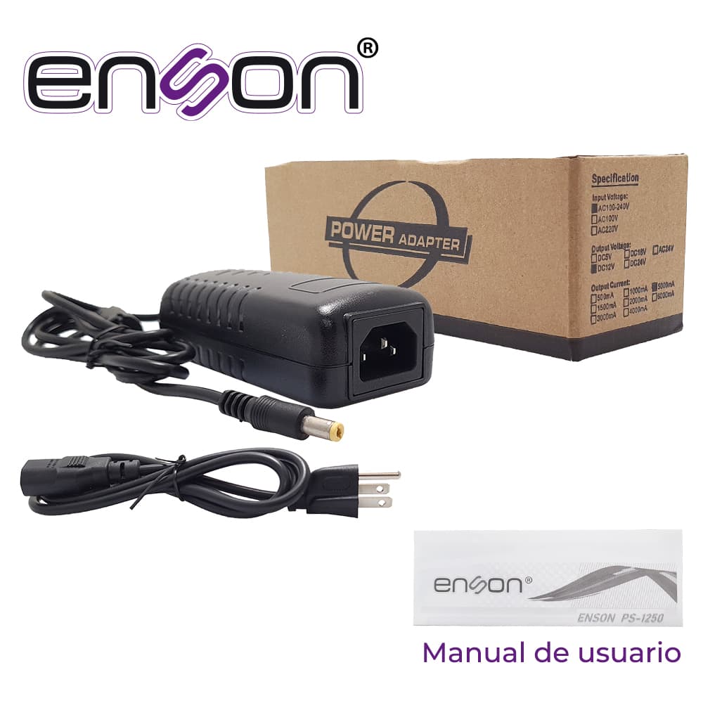 FUENTE DE PODER PARA CAMARA ENSON PS-1250 12VDC 5AMPERS CERTIFICACION UL - Miniatura 4