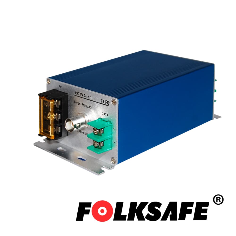 PROTECTOR CONTRA SOBRETENSIONES FOLKSAFE FS-SP3001VPD/24 , PROTEGE CONTRA SOBRETENSIONES DE HASTA 10KA EN VIDEO(BNC), 20KA EN VOLTAJE Y 10KA EN DATOS, RECOMENDABLE PARA CAMARA PTZ CON VOLTAJE DE OPERACION 24VAC, CARCASA ALEACION DE ALUMINIO CON PROTE - Miniatura 2