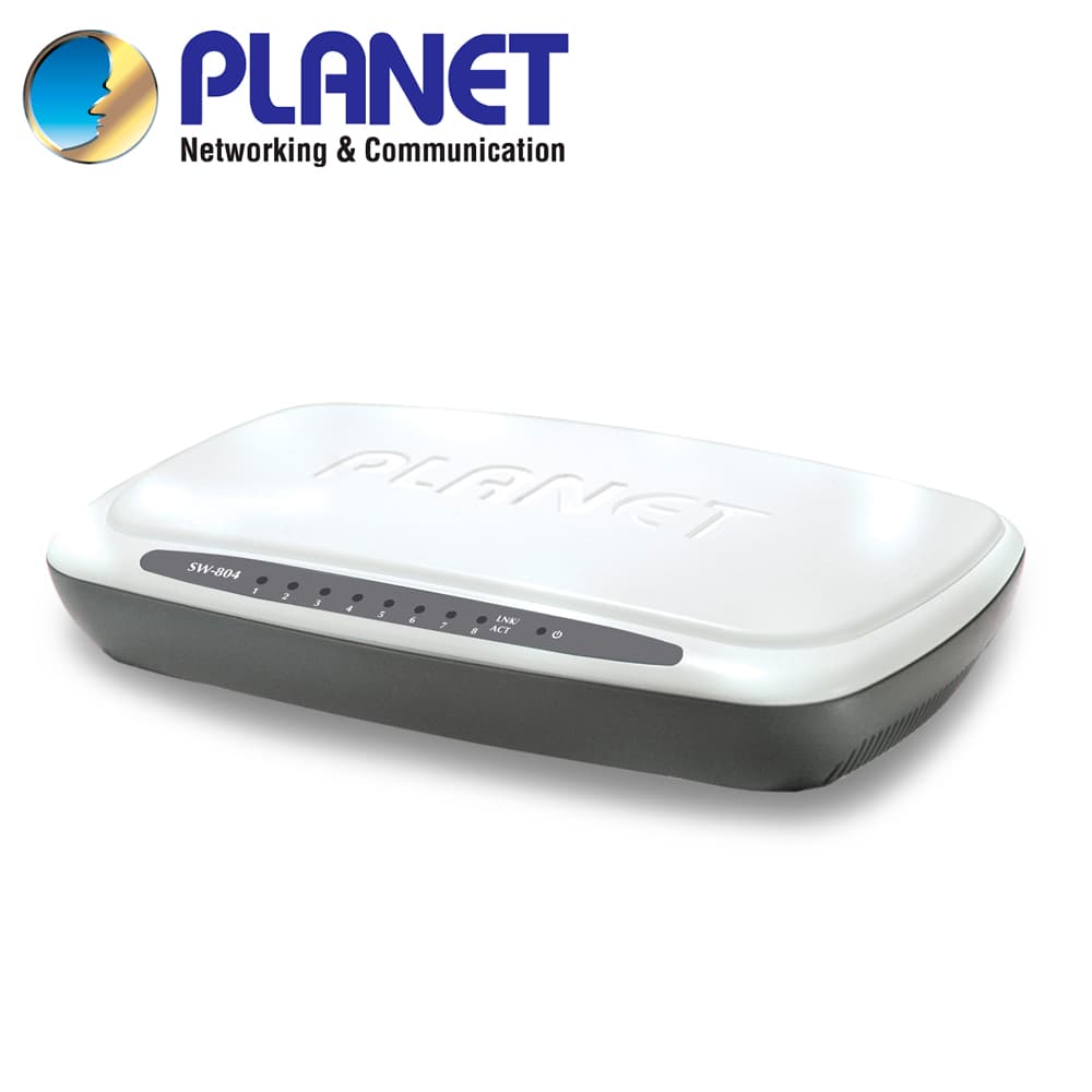 SWITCH NO ADMINISTRABLE DE 8 PUERTOS / PLANET SW-804 / 8 PUERTOS RJ45 10/100 MBPS MDI/MDI-X / PLASTICO / ALIMENTACION 5VDC - Miniatura 2