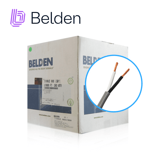 CABLE DE SEGURIDAD Y SONIDO BELDEN 5100UE 008U1000 / INTERIOR / GRIS / 2 CONDUCTORES / 14 AWG / MULTIFILAR / FORRO PVC / CMR - CL3R - FPLR / EN CAJA / 1,000 PIES 305 METROS - Miniatura 5