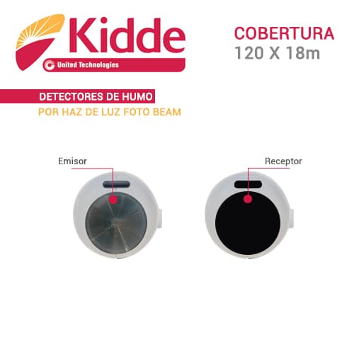 DETECTOR DE HUMO FOTOBEAM CONVENCIONAL KIDDE KC3000-016 (INCLUYE TRANSMISOR Y RECEPTOR) COBERTURA DE HASTA 120X18M - REQUIERE MODULO DE CONTROL DEL KC3000-103 PARA SU FUNCIONAMIENTO
 - Miniatura 3