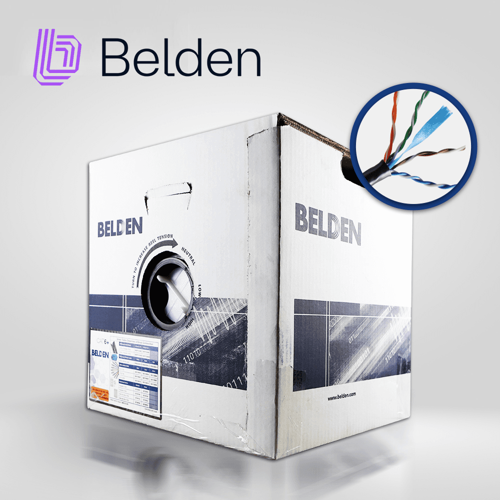 CABLE UTP CAT6+ BELDEN 2412 010A1000 / INTERIOR / NEGRO / 350MHZ / 4 PARES / 23 AWG / FORRO PVC / CMR / CERTIFICABLE / BOBINA EN CAJA / 1,000 PIES 305 METROS - Miniatura 2