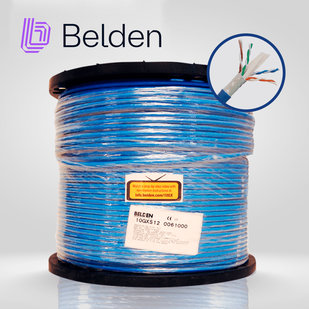 CABLE UTP CAT6A BELDEN 10GXS12 0061000 / INTERIOR / AZUL / 625MHZ / 4 PARES / 23 AWG / FORRO PVC / CMR / CERTIFICABLE / BOBINA / 1,000 PIES 305 METROS - Miniatura 2