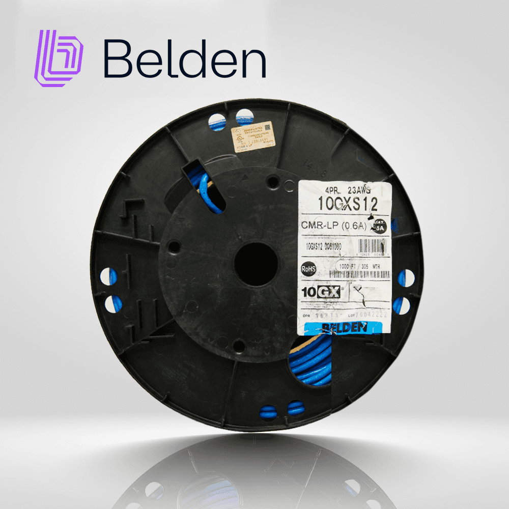 CABLE UTP CAT6A BELDEN 10GXS12 0061000 / INTERIOR / AZUL / 625MHZ / 4 PARES / 23 AWG / FORRO PVC / CMR / CERTIFICABLE / BOBINA / 1,000 PIES 305 METROS - Miniatura 4