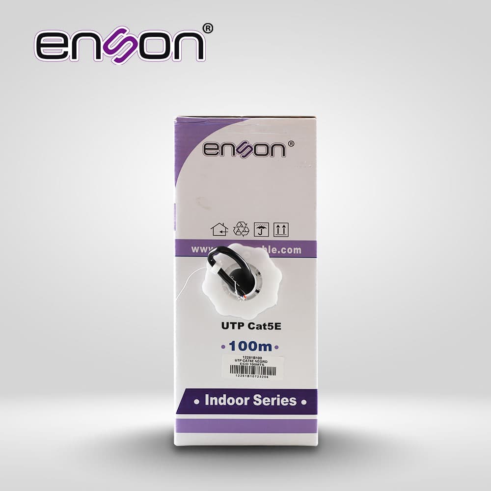 CABLE UTP CAT5E ENSON 12251B100 SERIE ECO CAL. 24AWG CCA BOBINA DE 100MTS  PVC NEGRO USO INTERIOR - Miniatura 5