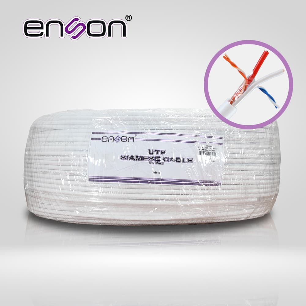 CABLE UTP SIAMES ENSON 51101W500 4C PARA DATOS Y DOS CABLES CALIBRE 18AWG (ROJO Y NEGRO) PARA ALIMENTACION, DISEÑADO PARA SU USO EN SOLUCIONES DE CCTV UNICAMENTE, BOBINA DE 500 METROS COLOR BLANCO PARA SU USO EN EXTERIOR - Miniatura 2