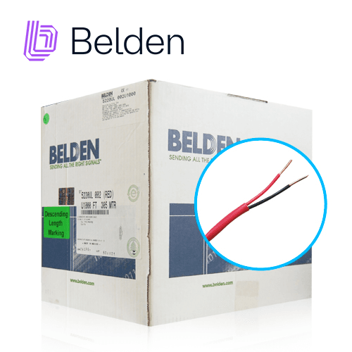 CABLE DE ALARMA CONTRA INCENDIOS BELDEN 5220UL 002U1000 / INTERIOR / ROJO / 2 CONDUCTORES / 16 AWG / SOLIDO / FORRO PVC / CMR - FPLR / EN CAJA / 1,000 PIES 305 METROS - Miniatura 5
