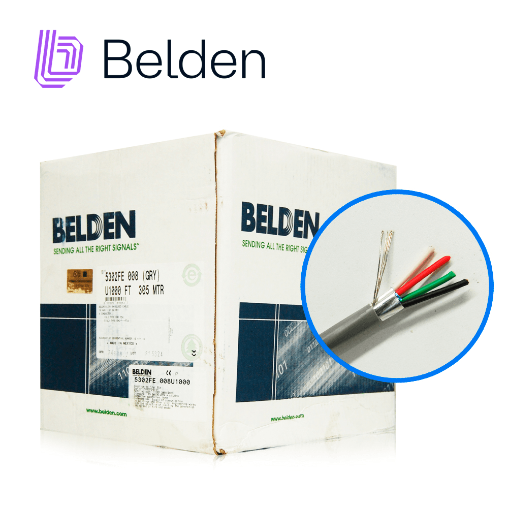 CABLE DE SEGURIDAD Y SONIDO BELDEN 5302FE 008U1000 / INTERIOR / GRIS / 4 CONDUCTORES / 18 AWG / MULTIFILAR / FORRO PVC / CMR / BLINDADO / EN CAJA / 1,000 PIES 305 METROS - Miniatura 2