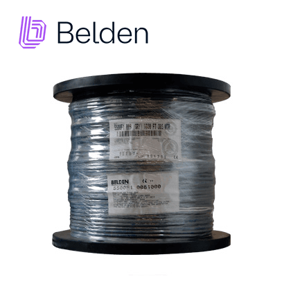 CABLE DE SEGURIDAD Y SONIDO BELDEN 5500F1 0081000 / ENTORNO RUIDOSO Y HUMEDO / GRIS / 2 CONDUCTORES / 22 AWG / MULTIFILAR / FORRO PVC / CM / BLINDADO / BOBINA / 1,000 PIES 305 METROS - Miniatura 2