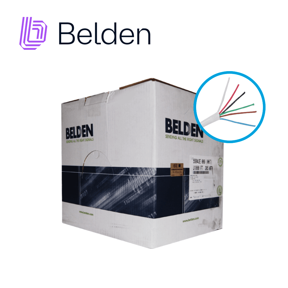 CABLE DE SEGURIDAD Y SONIDO BELDEN 5504UE 009U1000 / INTERIOR / BLANCO / 6 CONDUCTORES / 22 AWG / MULTIFILAR / FORRO PVC / CMR / EN CAJA / 1,000 PIES 305 METROS - Miniatura 2