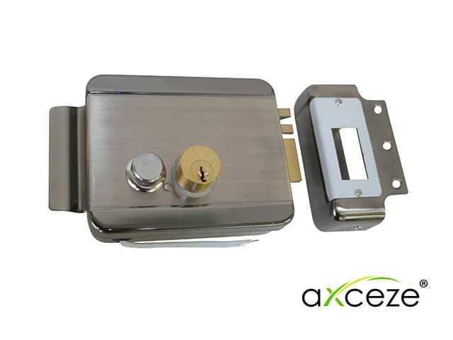 CERRADURA ELECTROMECANICA AXCEZE AX-LOCKR  ORIENTACION DERECHA INSTALACION  SOBRE PONER  APERTURA INTERNA POR BOTON FABRICADA EN ACERO - Miniatura 2
