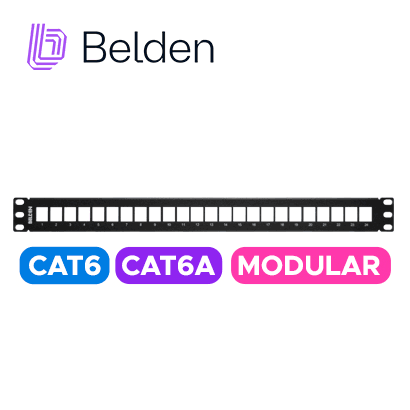 PATCH PANEL KEYCONNECT CAT6/CAT6A BELDEN AX103114 / NEGRO / 24 PUERTOS  / 1UR / MODULAR/VACIO / PIEZA - Miniatura 2