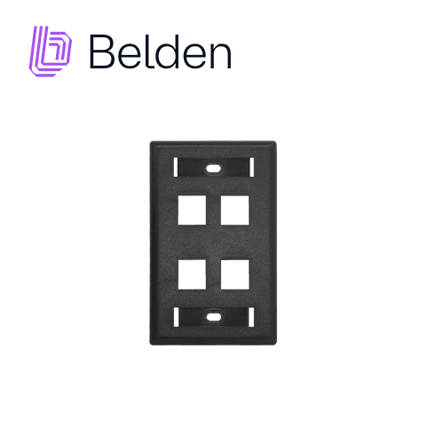 PLACA DE PARED (FACEPLATE) BELDEN AX104163 / KEYCONNECT / INTERIOR / NEGRO / 4 PUERTOS / PIEZA - Miniatura 2