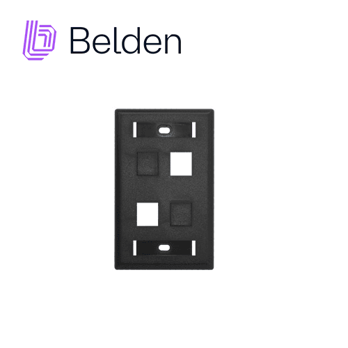 PLACA DE PARED (FACEPLATE) BELDEN AX104163 / KEYCONNECT / INTERIOR / NEGRO / 4 PUERTOS / PIEZA - Miniatura 3