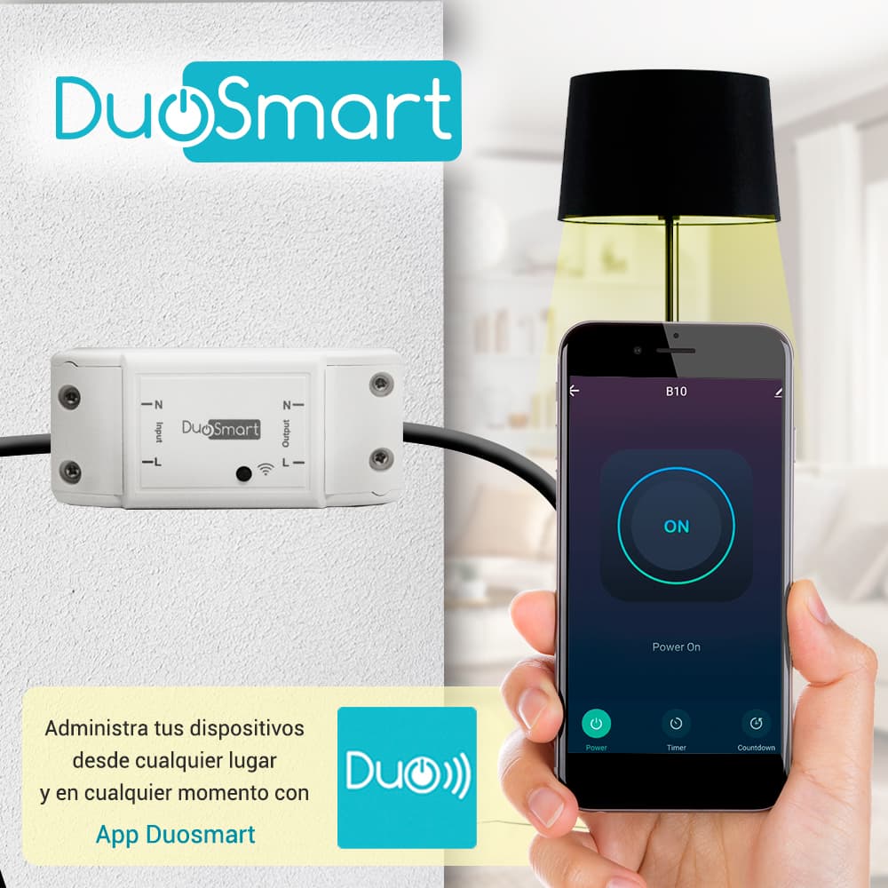 INTERRUPTOR DE CORRIENTE INTELIGENTE DUOSMART B10 CON FUNCION ON/OFF WIFI 2.4 GHZ COMPATIBLE CON ALEXA  GOOGLE HOME  Y APP DUOSMART - Miniatura 5