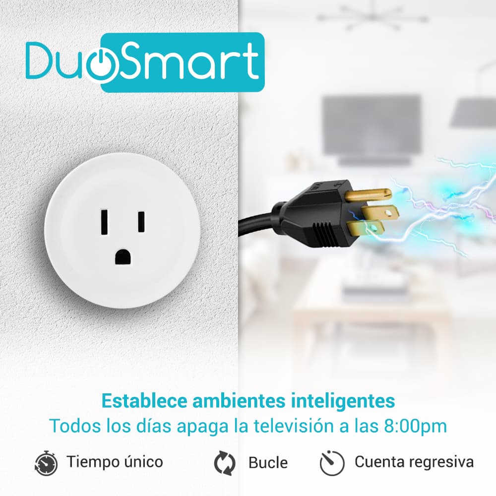 CONTACTO ELECTRICO DE SOBREPONER WIFI DUOSMART B30 FUNCION ON/OFF WIFI 2.4 GHZ COMPATIBLE CON APP DUOSMART CON FUNCION CON CONSUMO DE ENERGIA - Miniatura 3