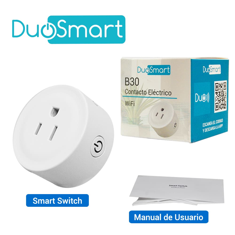 CONTACTO ELECTRICO DE SOBREPONER WIFI DUOSMART B30 FUNCION ON/OFF WIFI 2.4 GHZ COMPATIBLE CON APP DUOSMART CON FUNCION CON CONSUMO DE ENERGIA - Miniatura 6