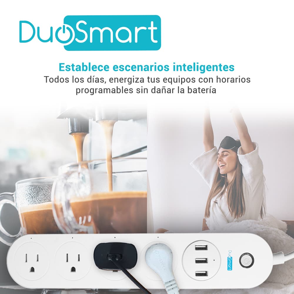 BARRA MULTICONTACTO WIFI DUOSMART B50 CON CONTROL INDEPENDIENTE DE CONTACTOS Y USB COMPATIBLE CON APP DUOSMART - Miniatura 5