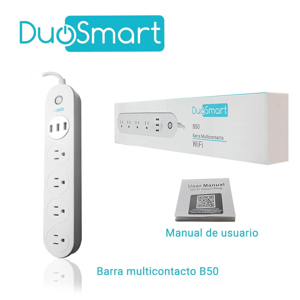 BARRA MULTICONTACTO WIFI DUOSMART B50 CON CONTROL INDEPENDIENTE DE CONTACTOS Y USB COMPATIBLE CON APP DUOSMART - Miniatura 7