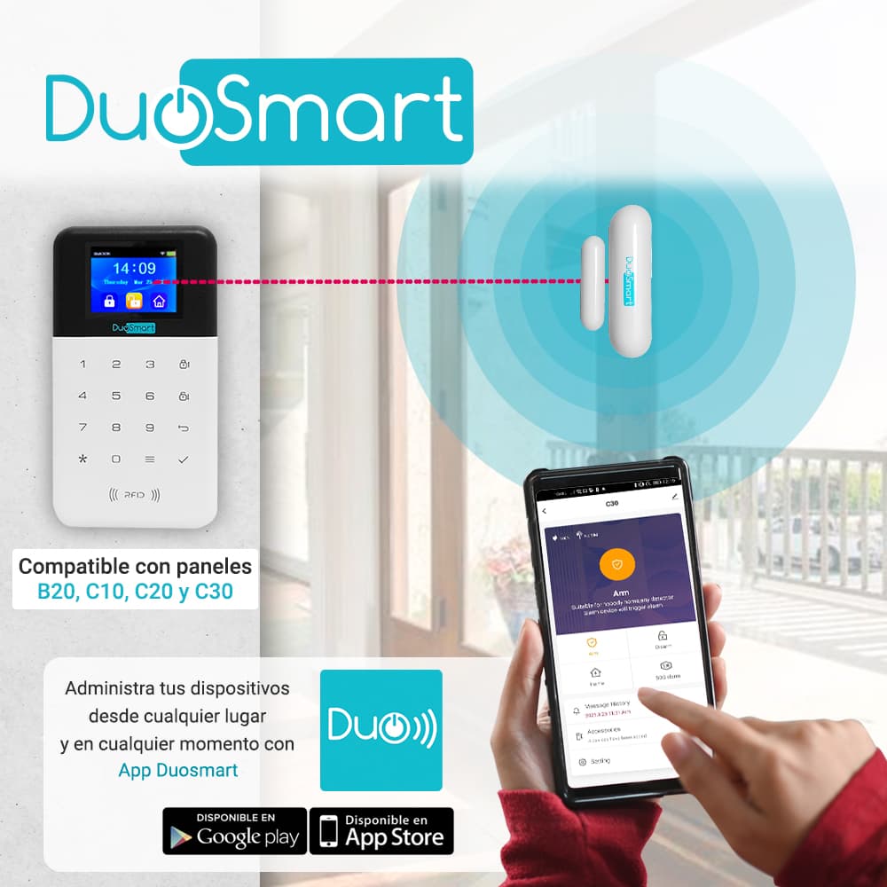 SENSOR MAGNETICO RF SERIE C DUOSMART CDS1 **COMPATIBLE CON PANELES B20 C10 C20 Y C30** - Miniatura 4