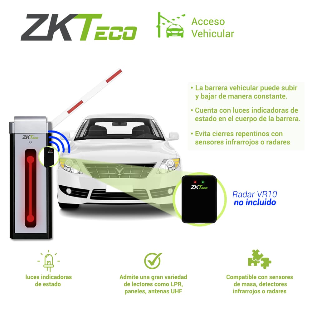 BARRERA VEHICULAR ZKTECO CMP300L CON BRAZO TELESCOPICO RECTO SENTIDO IZQUIERDO VELOCIDAD DE CIERRE 3 SEGUNDOS ALIMENTACION ELECTRICA 110VCA APERTURA MANUAL EN CASO DE FALLA ELECTRICA COMPATIBLE CON PANELES DE ACCESO, ANTENAS VEHICULARES Y CAMARAS LPR - Miniatura 4