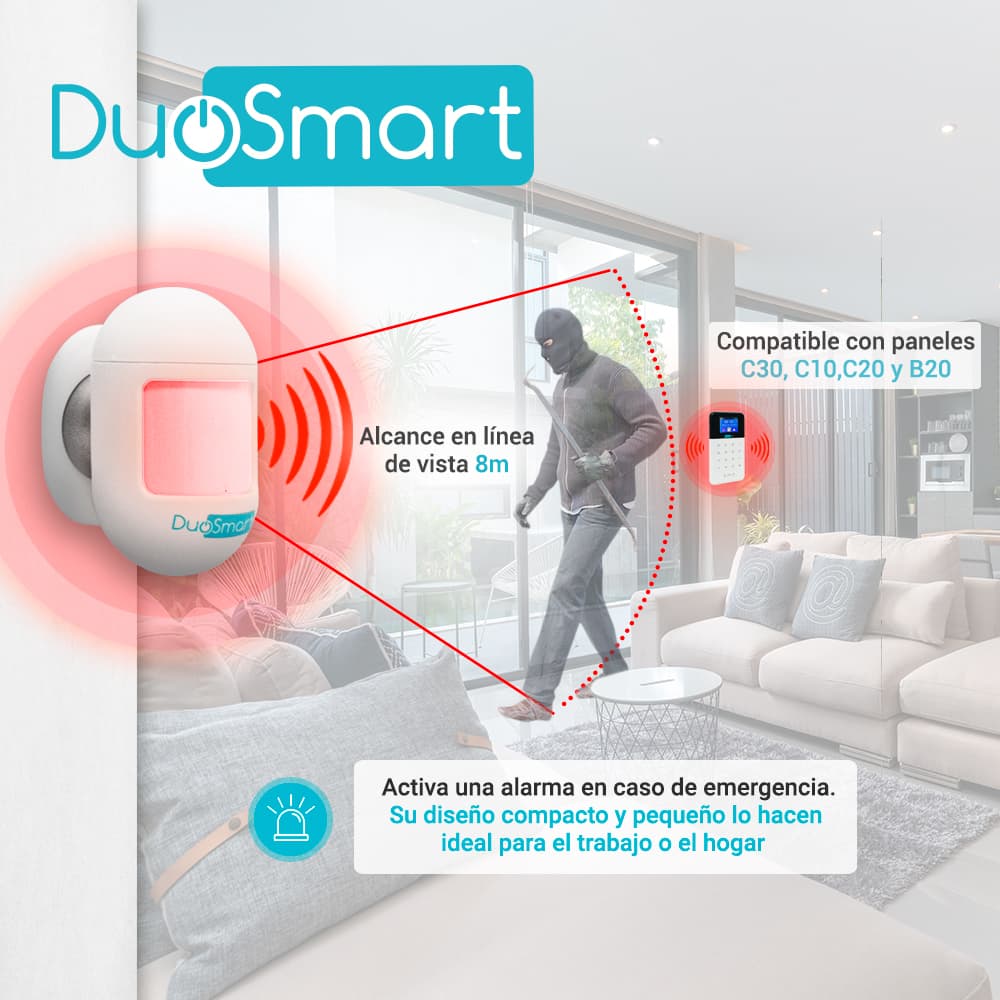 SENSOR MOVIMIENTO PIR RF SERIE C DUOSMART CPIR1 **COMPATIBLE CON PANELES B20 C10 C20 Y C30** - Miniatura 5