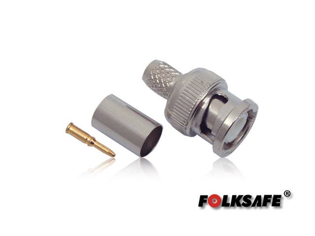 CONECTOR PARA CRIMPEAR BC6 FOLKSAFE BNC MACHO(CONECTOR, PIN DE COBRE Y ANILLO) PARA CRIMPEAR EN CABLE COAXIAL RG6, MEDIDAS DEL CONECTOR 13.9 X 24.8 MM, SE REQUIERE PINZA PARA CRIMPEAR  - Miniatura 2