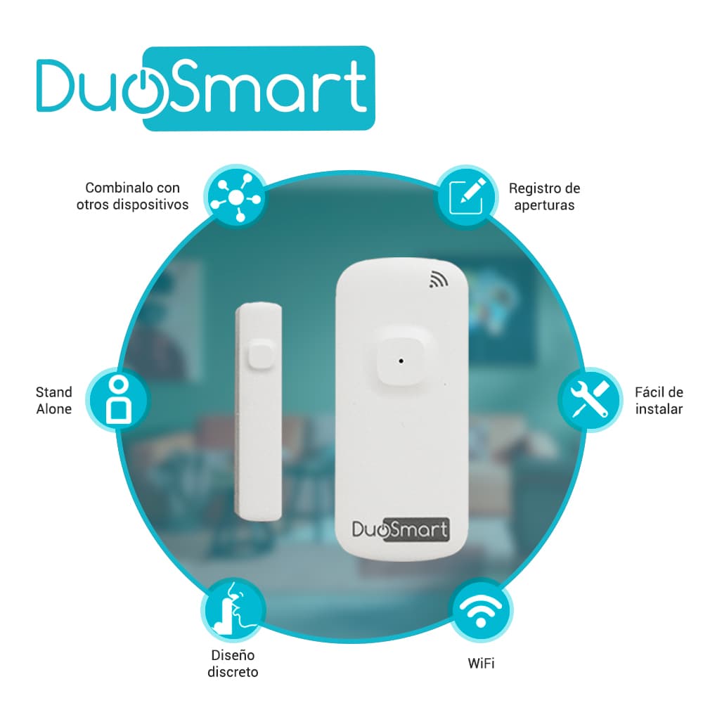 SENSOR MAGNETICO WIFI 2.4GHZ STANDALONE DUOSMART D10 BATERIA RECARGABLE REPORTA DIRECTO A APP DUOSMART COMPATIBLE CON ALEXA Y GOOGLE HOME - Miniatura 3