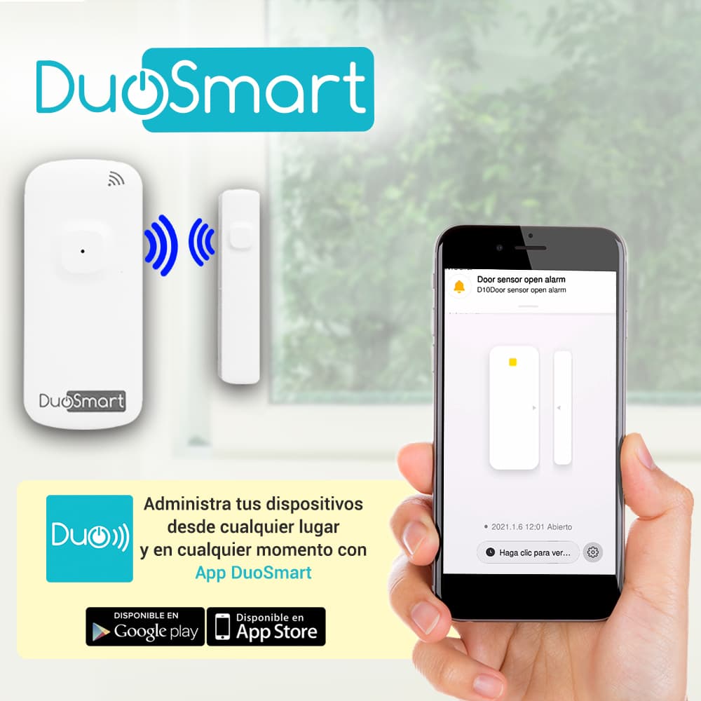 SENSOR MAGNETICO WIFI 2.4GHZ STANDALONE DUOSMART D10 BATERIA RECARGABLE REPORTA DIRECTO A APP DUOSMART COMPATIBLE CON ALEXA Y GOOGLE HOME - Miniatura 4