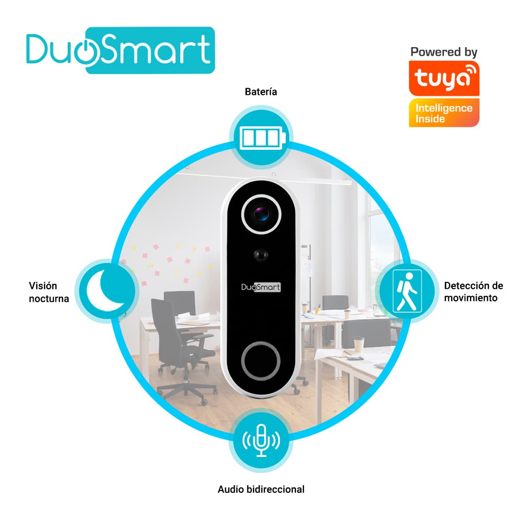 VIDEOPORTERO WIFI DUOSMART E55 2MP NOTIFICACIONES PUSH COMPATIBLE CON APP DUOSMART Y SOPORTE DE TARJETA DE MEMORIA MICROSD DE HASTA 128 GB (NO INCLUIDA) - Miniatura 4